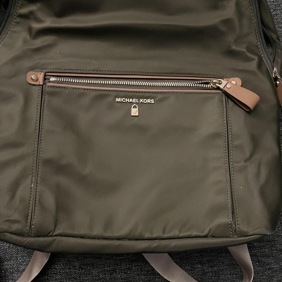 Michael Kors Backpack Womens Medium Green Nylon Leather Zip Pockets 30F7GO2B7C main image 5